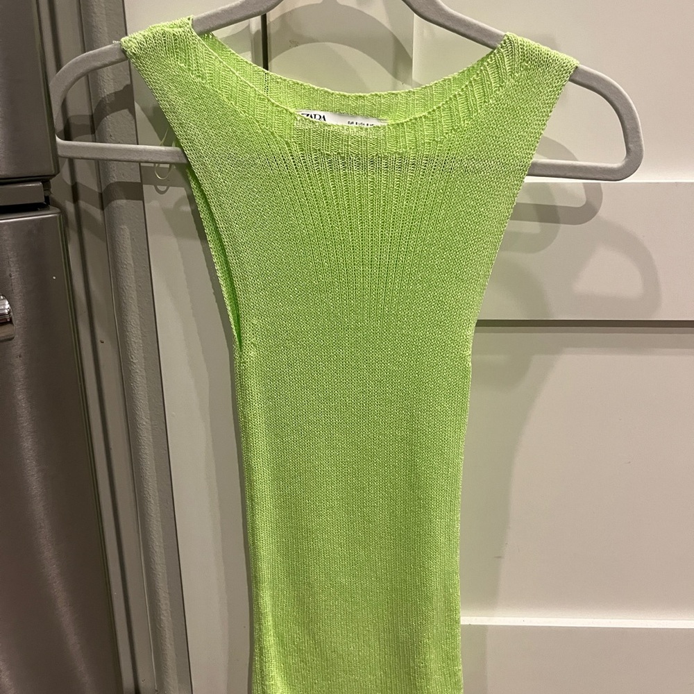 Lime Green Sleeveless Knit Top